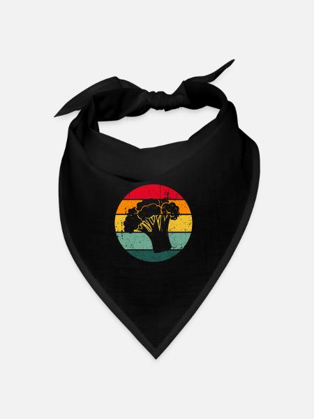Vintage Retro Brokoli Brokkoli Gemüse Gesund - Bandana Dreieckstuch - Schwarz