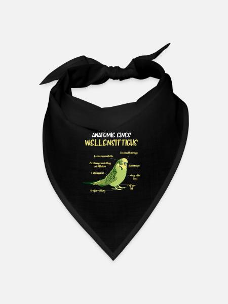Anatomie eines Wellensittichs Vogel Sittich - Bandana Dreieckstuch - Schwarz