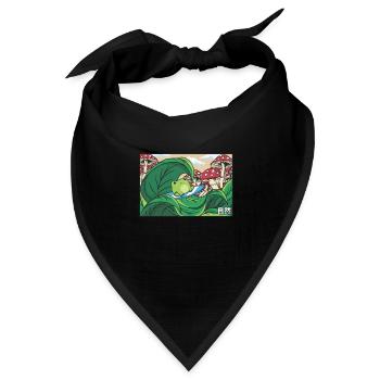 Cottagecore Aesthetic Frosch Surfer Pilz Kawaii - Bandana Dreieckstuch - Schwarz - Vorne