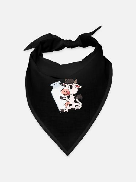 Kuh Milch - Bandana Dreieckstuch - Schwarz