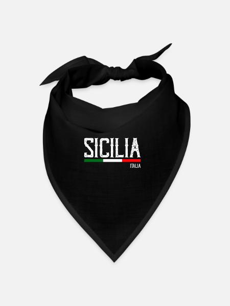Italien Italia Sicilia Flagge Sizilien Palermo - Bandana Dreieckstuch - Schwarz