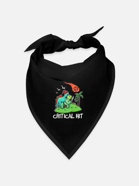 D20 Würfel Kritischer Treffer Dinosaurier - Bandana Dreieckstuch - Schwarz