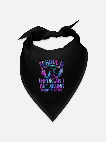 Schule ist wichtig, aber Skifahren ist wichtiger - Bandana Dreieckstuch - Schwarz