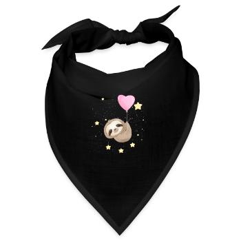 Faultier schwebt mit Sternen - Bandana Dreieckstuch - Schwarz - Vorne