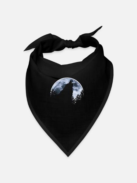 Wolf heult Mond an - Wolfs Silhouette - Bandana Dreieckstuch - Schwarz