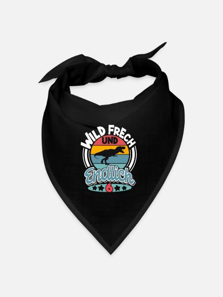6 Jahre Kindergeburtstag Dino Dinosaurier - Bandana Dreieckstuch - Schwarz