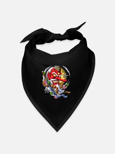 Japanischer Dämon Tengu - Bandana Dreieckstuch - Schwarz