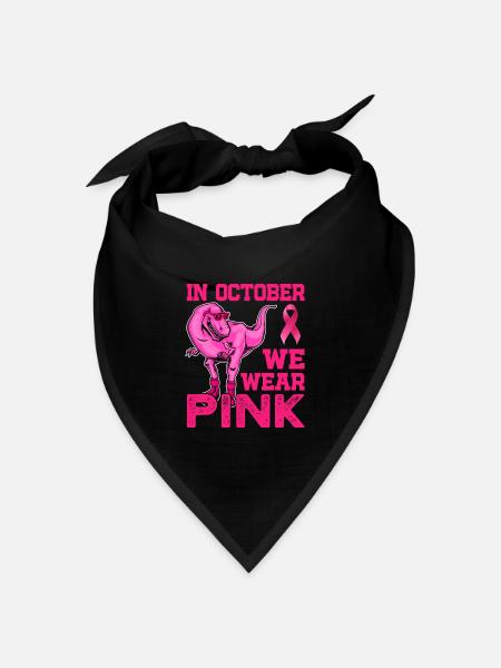 Im Oktober tragen wir Pink - Breast Cancer Awareness - Bandana Dreieckstuch - Schwarz