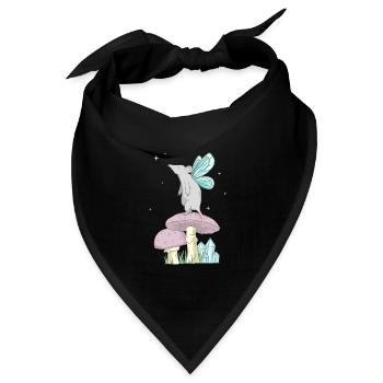 Fairycore Aesthetic Fee Maus auf einem Pilz - Bandana Dreieckstuch - Schwarz - Vorne