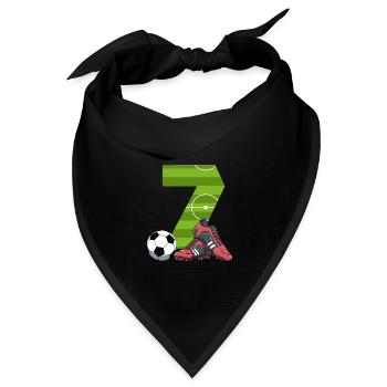 Siebter Geburtstag Fußball 7 Jahre alter Junge - Bandana Dreieckstuch - Schwarz - Vorne