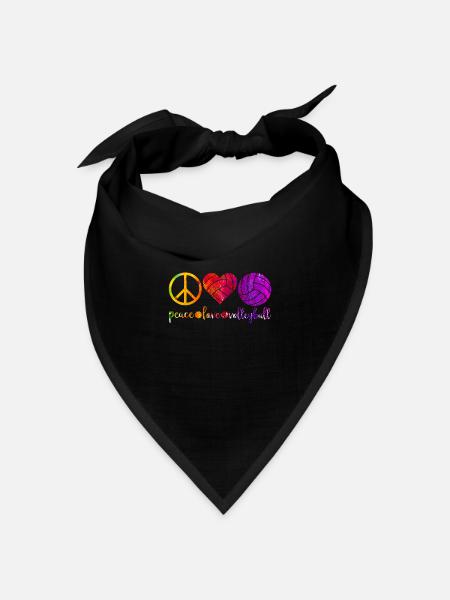 Peace Love und Volleyball in Regenbogen Farbklecks - Bandana Dreieckstuch - Schwarz