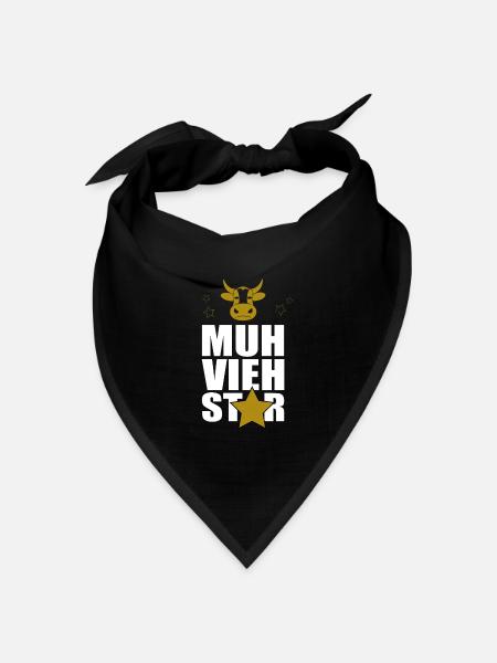 Muh Vieh Star Rinderzüchter Landwirt Kühe Kuh Kopf - Bandana Dreieckstuch - Schwarz