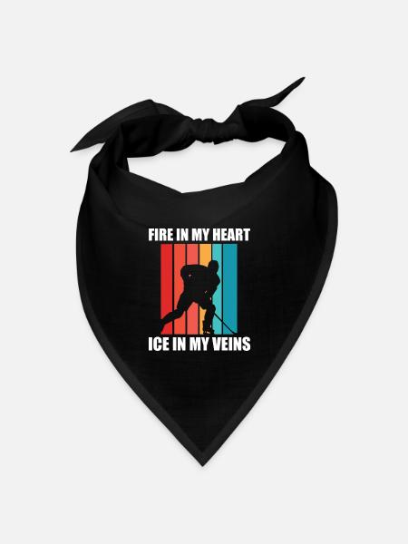 Ice Hockey - Fire in my heart, Ice in my veins - Bandana Dreieckstuch - Schwarz