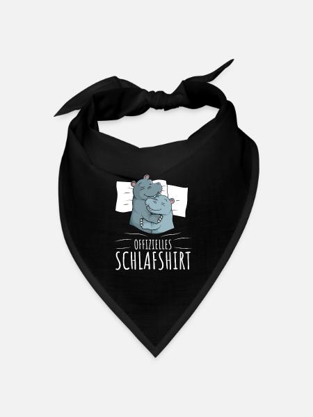 Offizielles Schlafshirt Nilpferd Hippo - Bandana Dreieckstuch - Schwarz