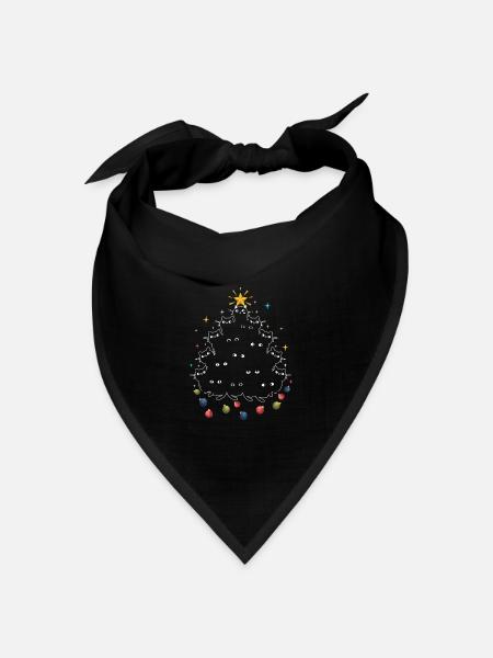 Katze Weihnachtsbaum | Katze Weihnachten - Bandana Dreieckstuch - Schwarz