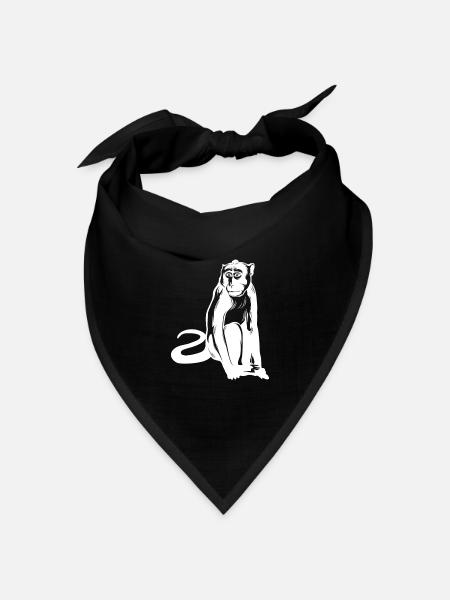 Affe Monkey Tier - Bandana Dreieckstuch - Schwarz
