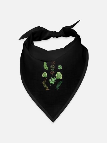Pflanzen Pflanzen Blätter - Bandana Dreieckstuch - Schwarz