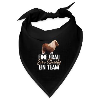 Shetty und Frau ein Team Shetland Pony reiten - Bandana Dreieckstuch - Schwarz - Vorne