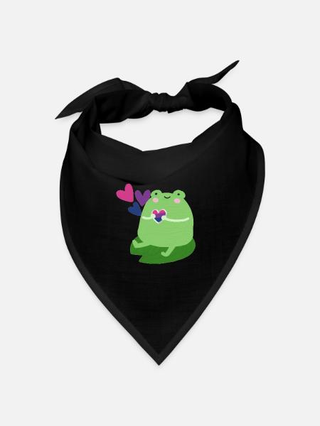 Süßer Frosch mit bisexuellen pride Flaggen Farben - Bandana Dreieckstuch - Schwarz