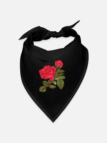 Rosen Aquarell handgemalt - Bandana Dreieckstuch - Schwarz