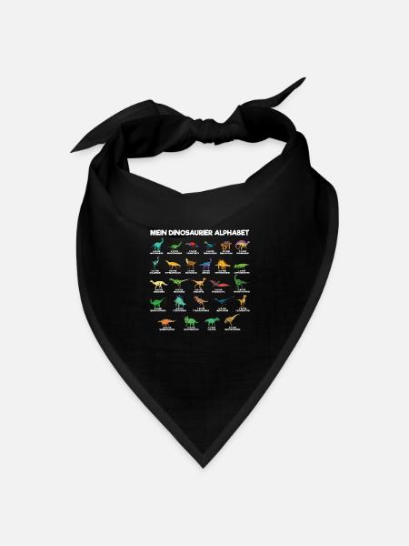 Dinosaurier Alphabet A-Z Dino ABC T-Rex - Bandana Dreieckstuch - Schwarz