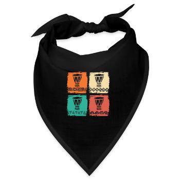 Afrikanische Instrument Retro Djembe & Dunun - Bandana Dreieckstuch - Schwarz - Vorne