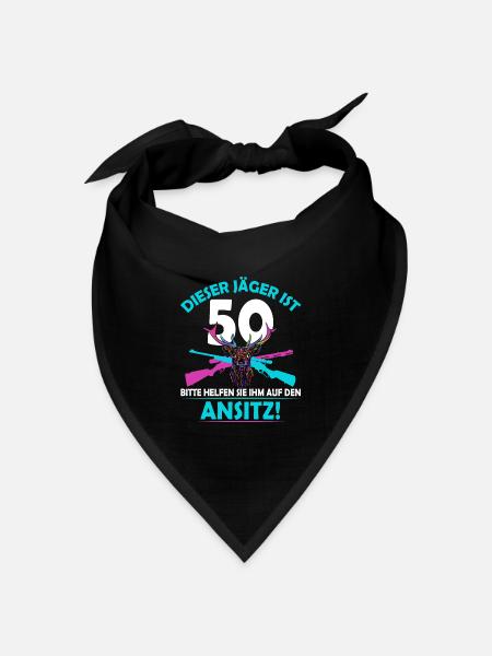 Jagdgeschenke zum 50. Geburtstag für Jäger lustig - Bandana Dreieckstuch - Schwarz