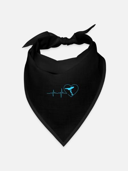 Wing Surf Herzschlag Wing Foiler Herz Wing Foil - Bandana Dreieckstuch - Schwarz
