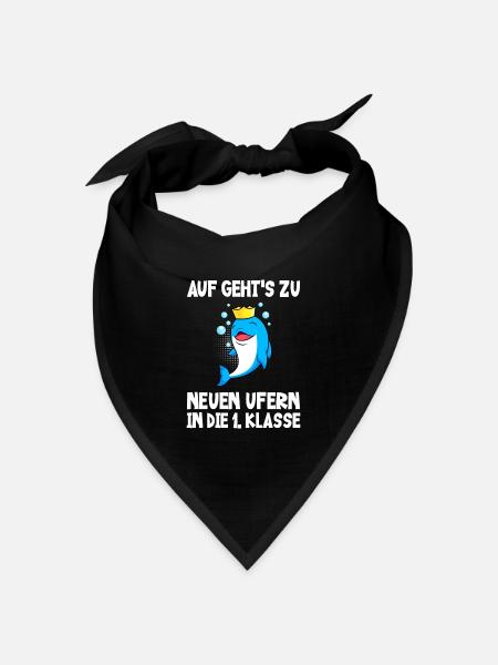 Auf in die 1. Klasse Einschulung 2022 Schulkind - Bandana Dreieckstuch - Schwarz