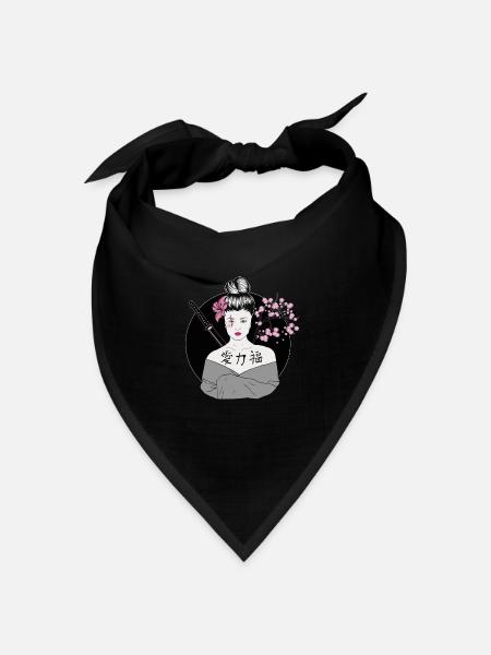 Moderne Geisha Japan - Bandana Dreieckstuch - Schwarz