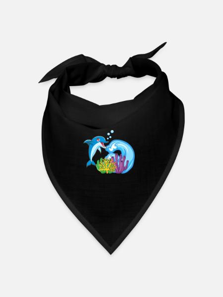 Delfin Unterwasserwelt Taucher Kinder - Bandana Dreieckstuch - Schwarz