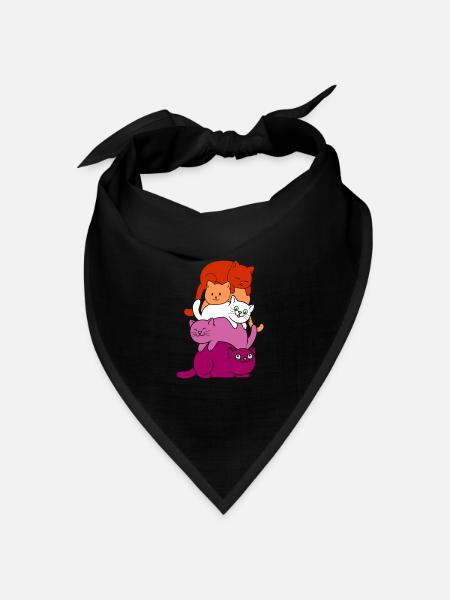 Lesbian Katze Katzen Stapel - Bandana Dreieckstuch - Schwarz