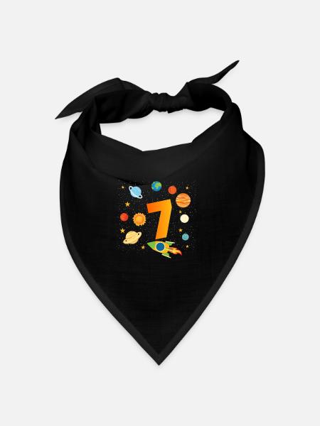 7. Geburtstag Jungen 7 Jahre Planeten Geburtstag - Bandana Dreieckstuch - Schwarz