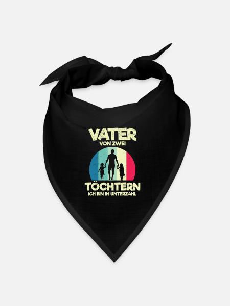 Papa 2 Kinder Papa 2 Töchter - Bandana Dreieckstuch - Schwarz