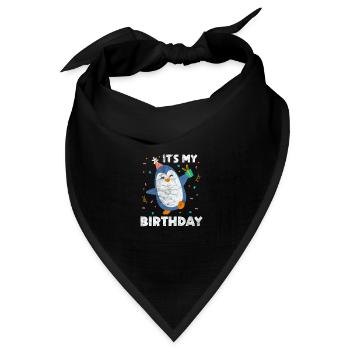 Pinguin Geburtstag - Bandana Dreieckstuch - Schwarz - Vorne