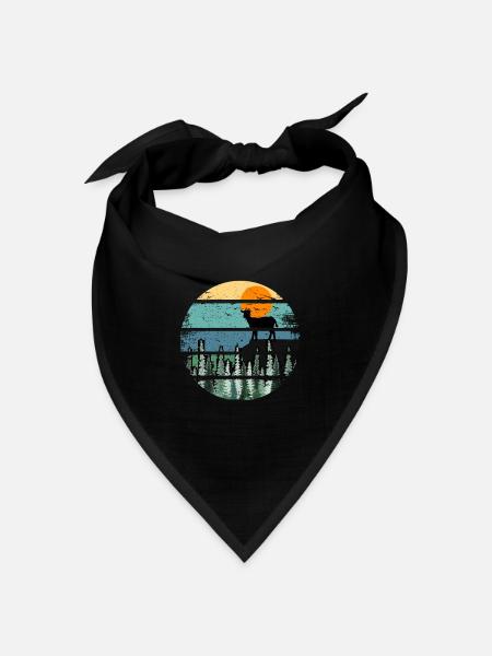 Retro Howling Wolf Wild - Bandana Dreieckstuch - Schwarz