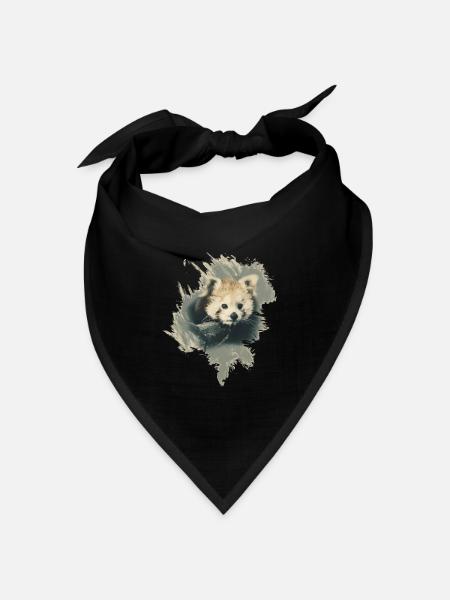 Roter Panda - Bandana Dreieckstuch - Schwarz