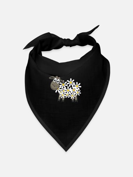 Schäfchen Gänseblümchen Schaf Schafe - Bandana Dreieckstuch - Schwarz