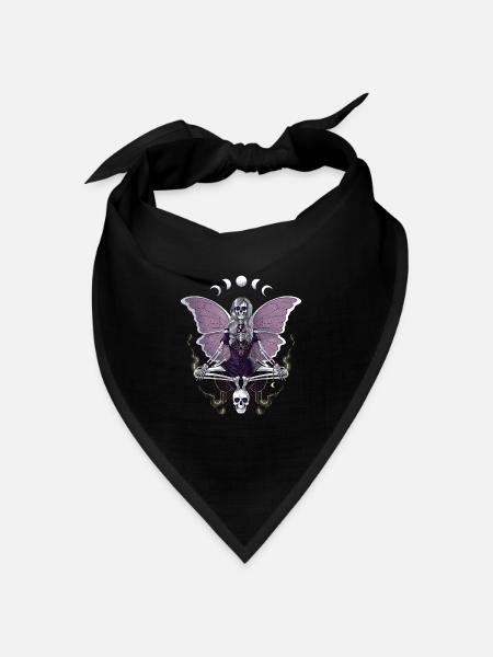 Gothic-Skelett mit Schmetterlingsflügeln - Bandana Dreieckstuch - Schwarz