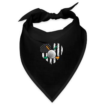 Irische amerikanische Flagge Golfspieler St. Paddy - Bandana Dreieckstuch - Schwarz - Vorne