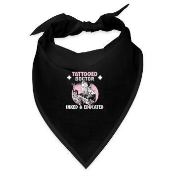 Doktor Medizin Tattooed Doctor Inked & Educated - Bandana Dreieckstuch - Schwarz - Vorne