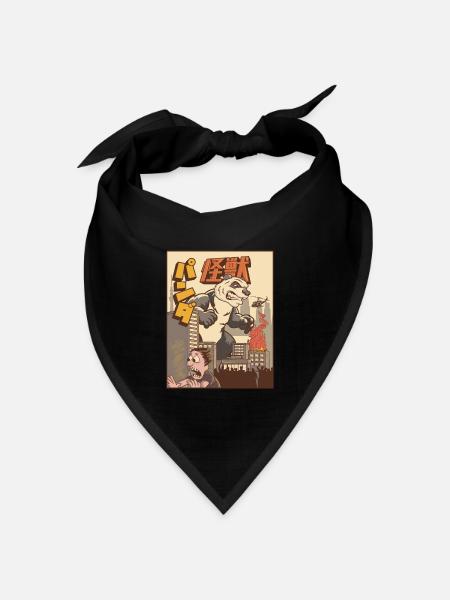 Kaiju Panda Japanisches Monster Geschenk - Bandana Dreieckstuch - Schwarz