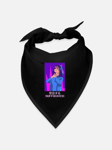 Emo Anime Girl Vaporwave Ästhetisch Ersticktes Ges - Bandana Dreieckstuch - Schwarz