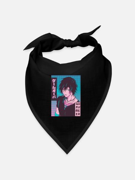 Game Over Anime Boy Jajpanese Vaporwave Ästhetisch - Bandana Dreieckstuch - Schwarz