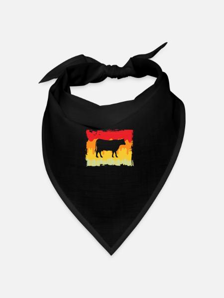 Kuh Rind Retro - Bandana Dreieckstuch - Schwarz