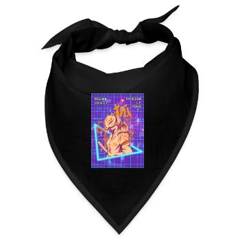 Samurai Anime Girl Kitsune Maske Vaporwave Geschen - Bandana Dreieckstuch - Schwarz - Vorne