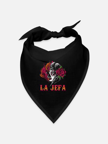 Jefa Halloween Rose Sugar Skull Muertos Dead - Bandana Dreieckstuch - Schwarz