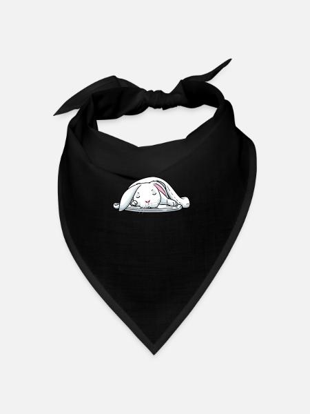 Weißes Kaninchen Schlafen Hase Müde - Bandana Dreieckstuch - Schwarz