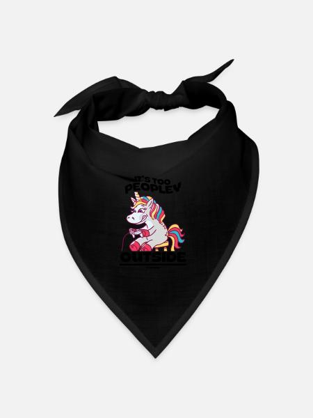 It's Too Peopley Outside Gaming Unicorn - Bandana Dreieckstuch - Schwarz