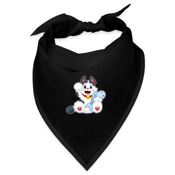 Katze Fisch - Bandana Dreieckstuch - Schwarz - Vorne